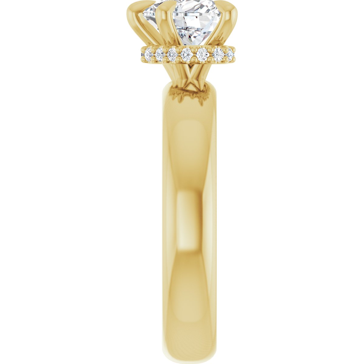 Heart Claw-Prong Hidden Halo-Style Engagement Ring Semi-Mount - gallery - Series 127042