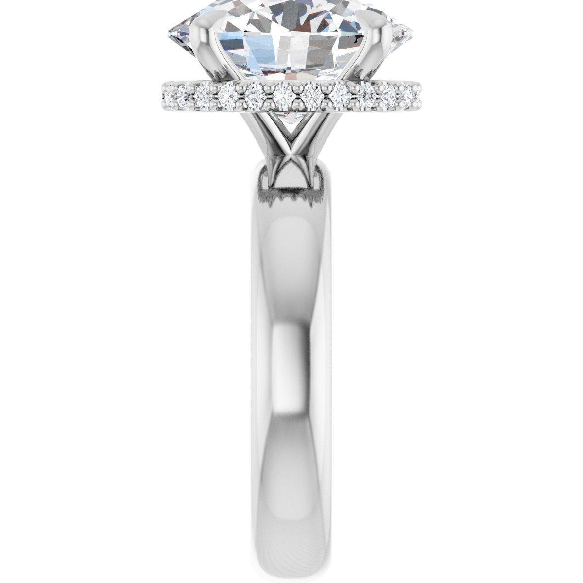 Oval Claw-Prong Hidden Halo-Style Engagement Ring Semi-Mount - gallery - Series 127042
