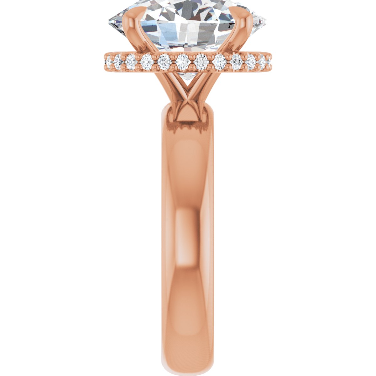Oval Claw-Prong Hidden Halo-Style Engagement Ring Semi-Mount - gallery - Series 127042