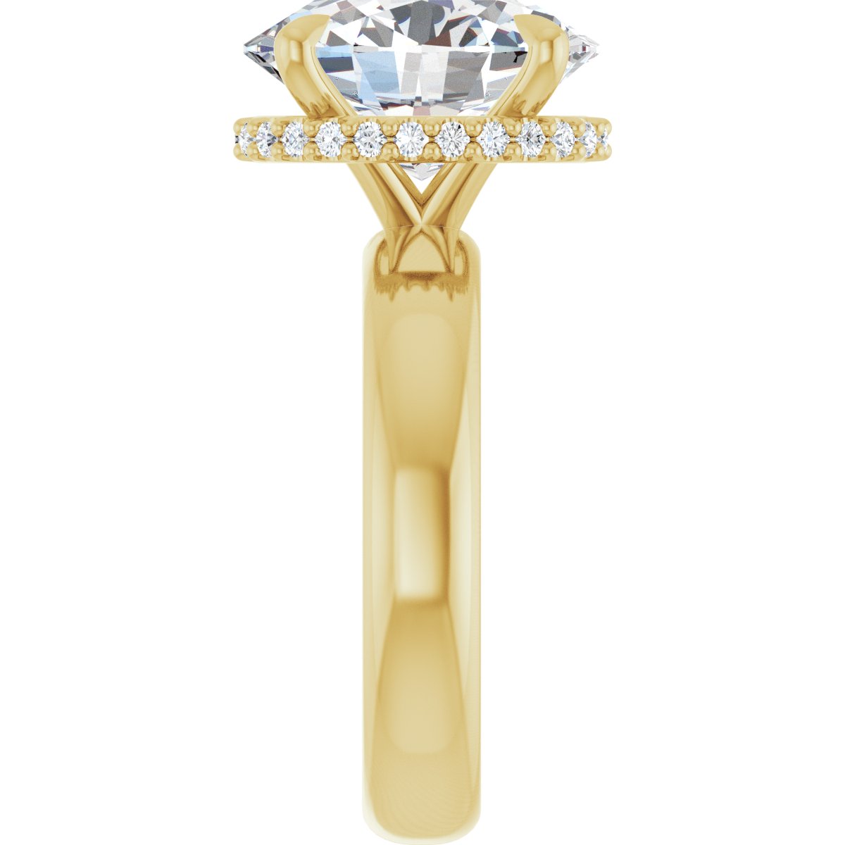Oval Claw-Prong Hidden Halo-Style Engagement Ring Semi-Mount - gallery - Series 127042