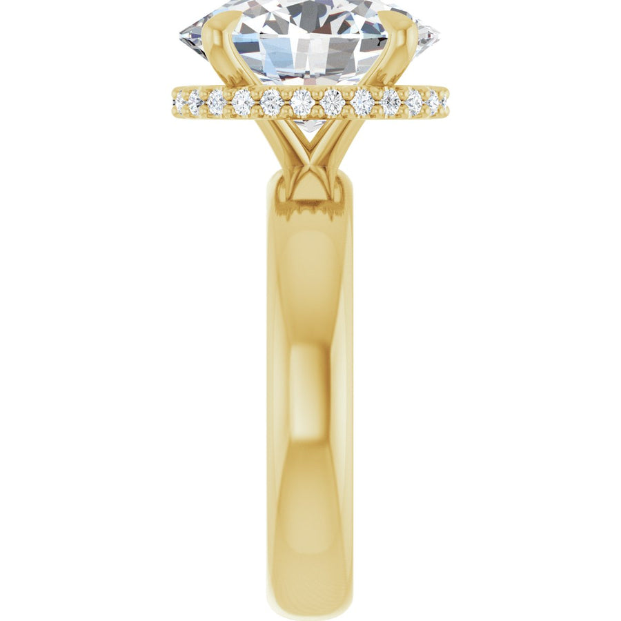 Oval Claw-Prong Hidden Halo-Style Engagement Ring Semi-Mount - gallery - Series 127042