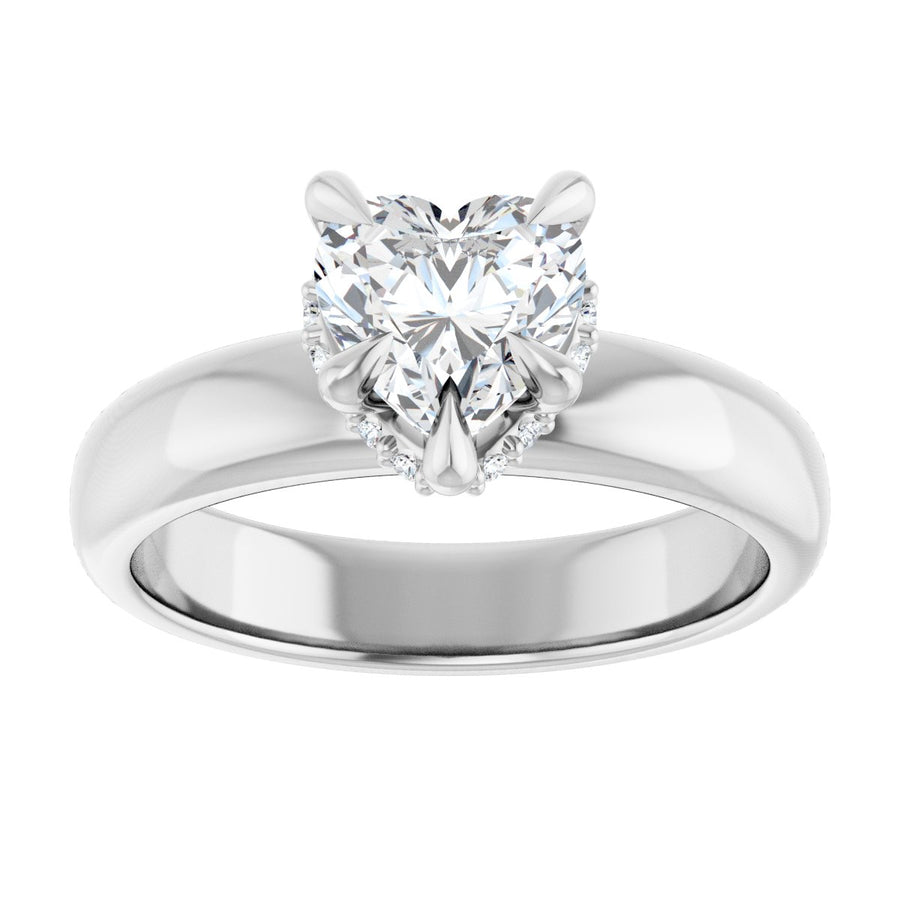 Heart Claw-Prong Hidden Halo-Style Engagement Ring Semi-Mount - gallery - Series 127042