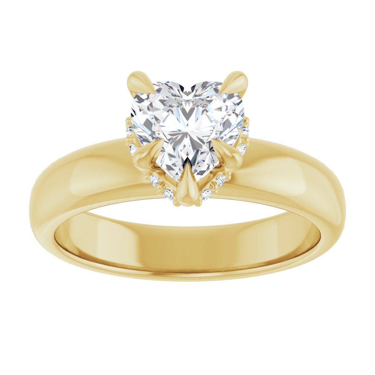 Heart Claw-Prong Hidden Halo-Style Engagement Ring Semi-Mount - gallery - Series 127042