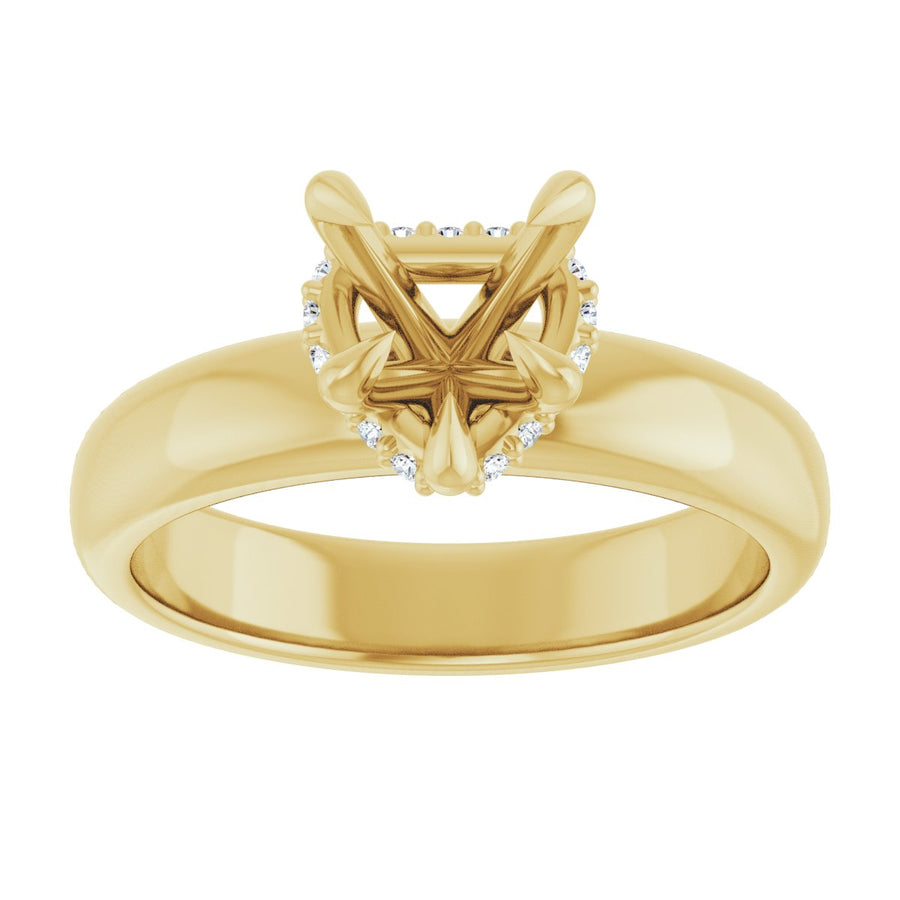 Heart Claw-Prong Hidden Halo-Style Engagement Ring Semi-Mount - gallery - Series 127042