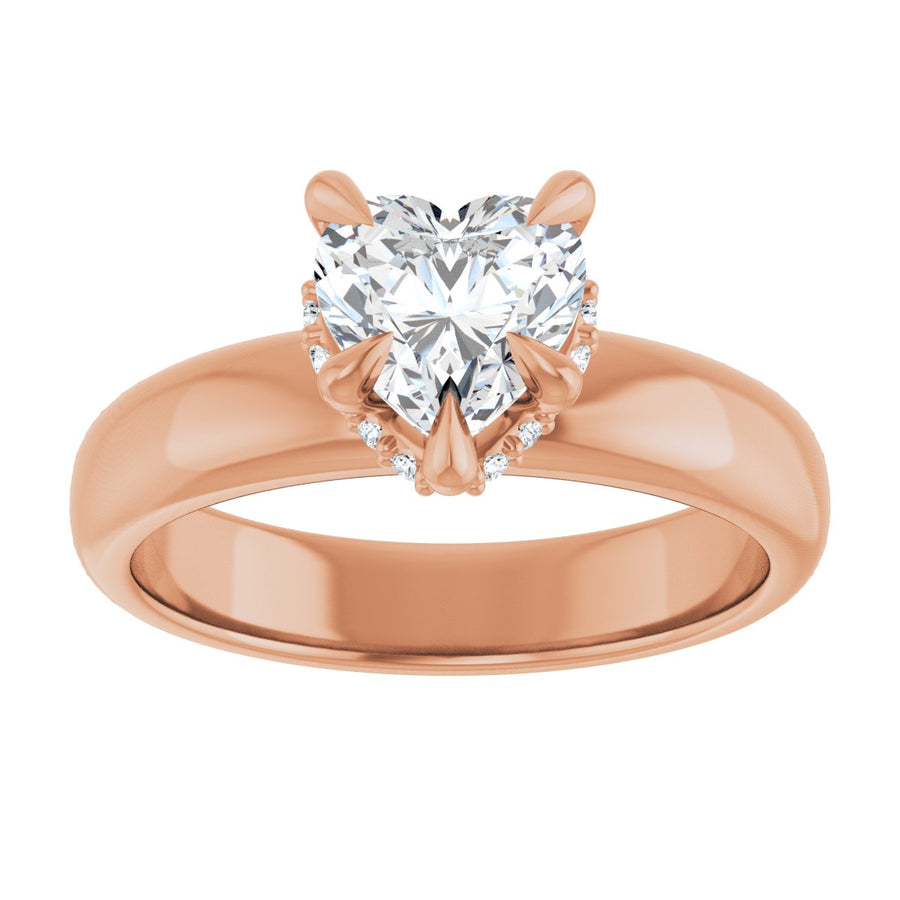 Heart Claw-Prong Hidden Halo-Style Engagement Ring Semi-Mount - gallery - Series 127042