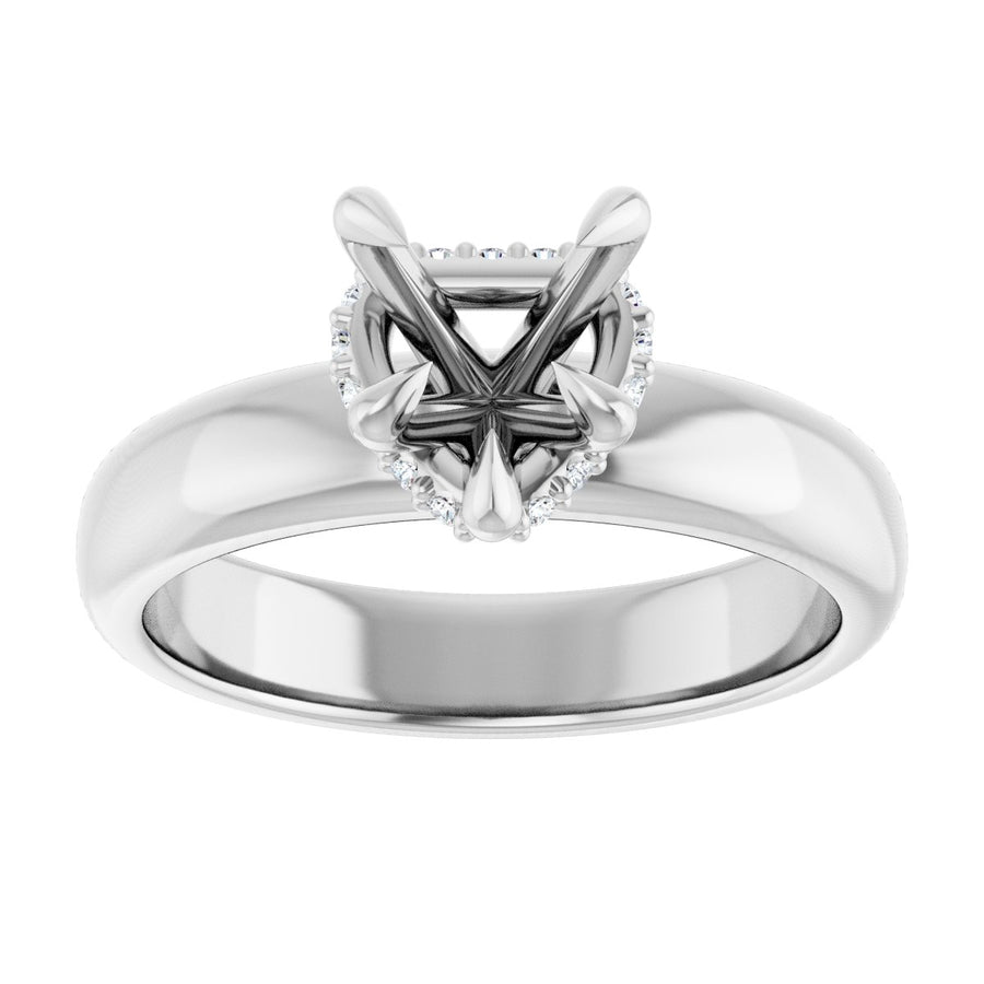 Heart Claw-Prong Hidden Halo-Style Engagement Ring Semi-Mount - gallery - Series 127042