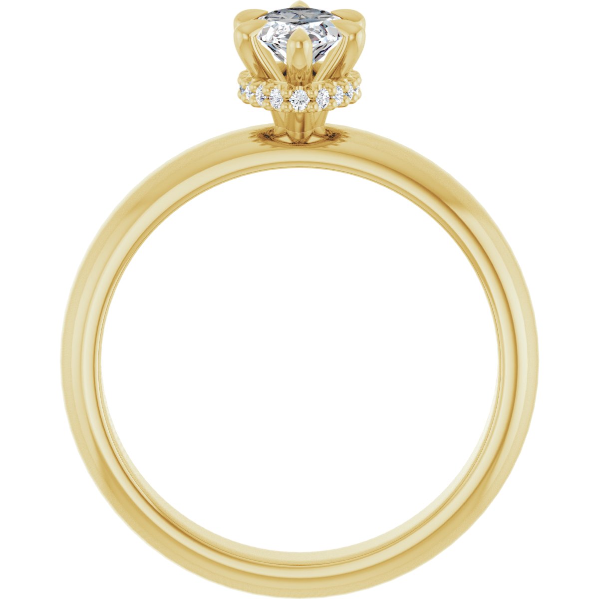 Marquise Claw-Prong Hidden Halo-Style Engagement Ring Semi-Mount - gallery - Series 127042