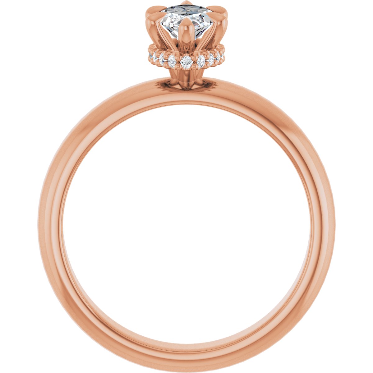 Marquise Claw-Prong Hidden Halo-Style Engagement Ring Semi-Mount - gallery - Series 127042