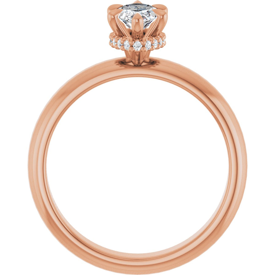 Marquise Claw-Prong Hidden Halo-Style Engagement Ring Semi-Mount - gallery - Series 127042