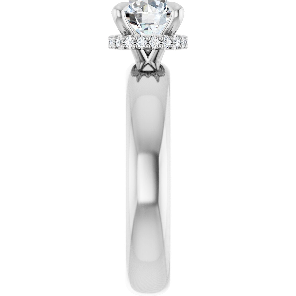 Round Claw-Prong Hidden Halo-Style Engagement Ring Semi-Mount - gallery - Series 127042
