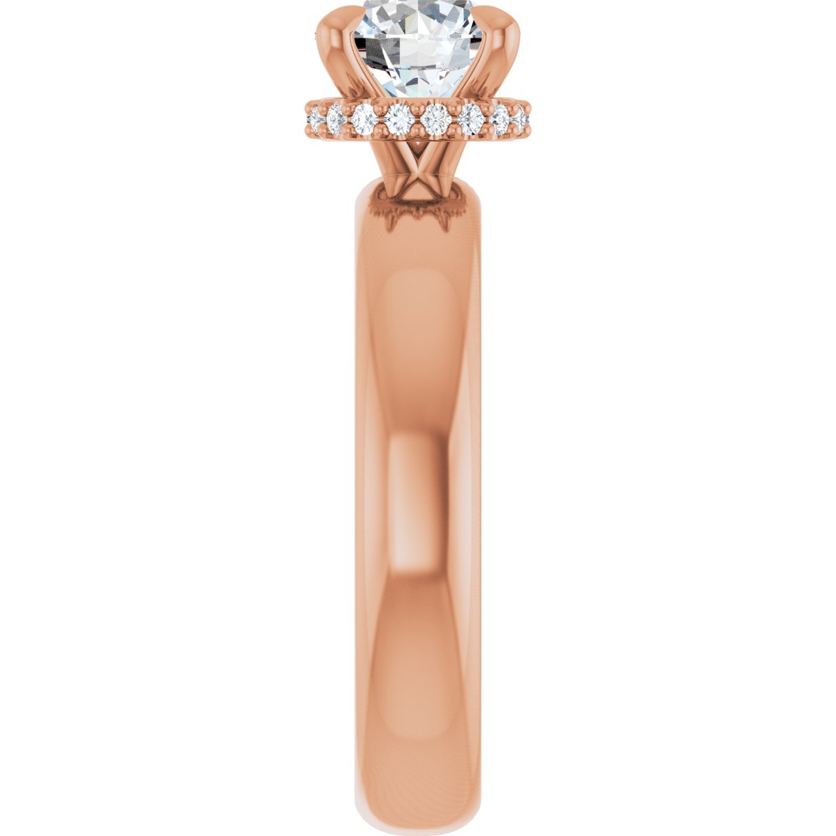 Round Claw-Prong Hidden Halo-Style Engagement Ring Semi-Mount - gallery - Series 127042