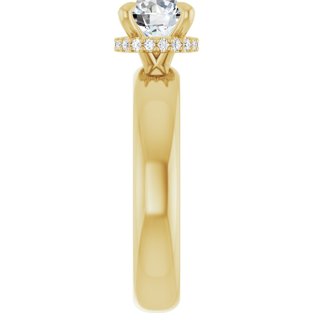 Round Claw-Prong Hidden Halo-Style Engagement Ring Semi-Mount - gallery - Series 127042