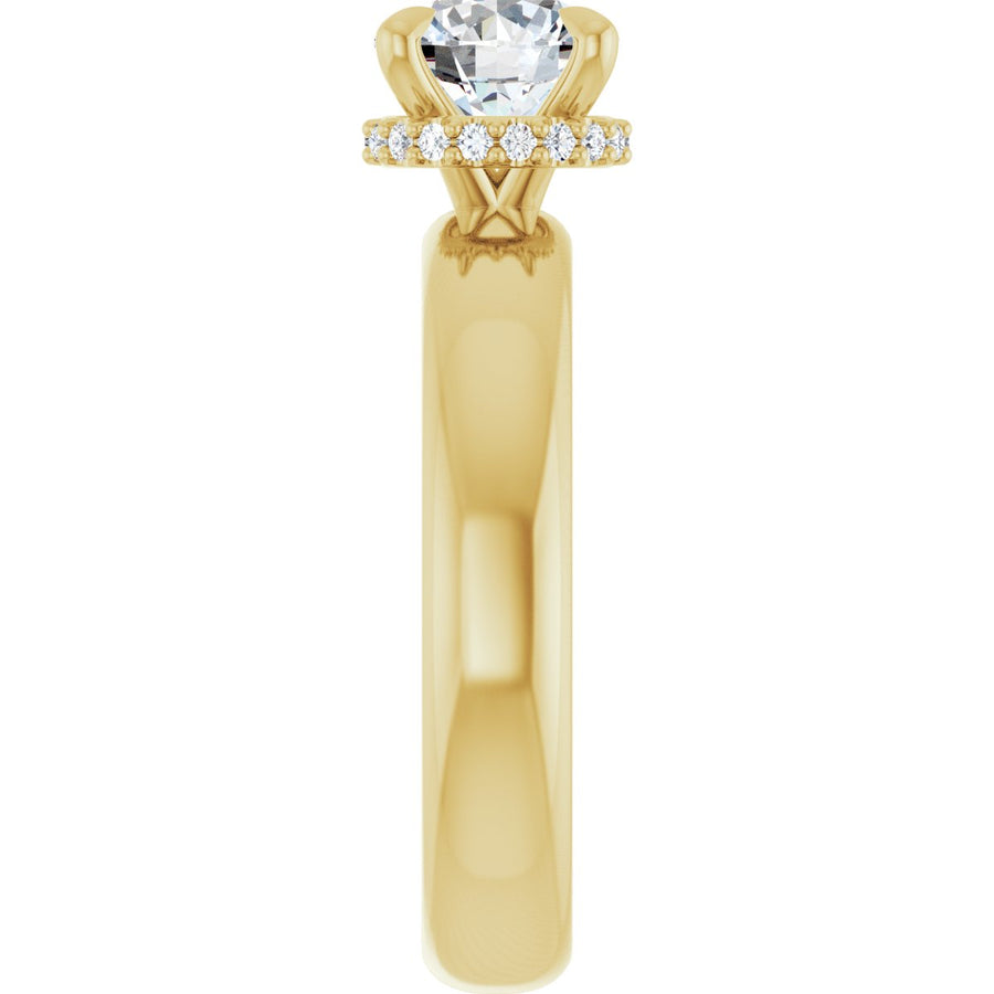 Round Claw-Prong Hidden Halo-Style Engagement Ring Semi-Mount - gallery - Series 127042