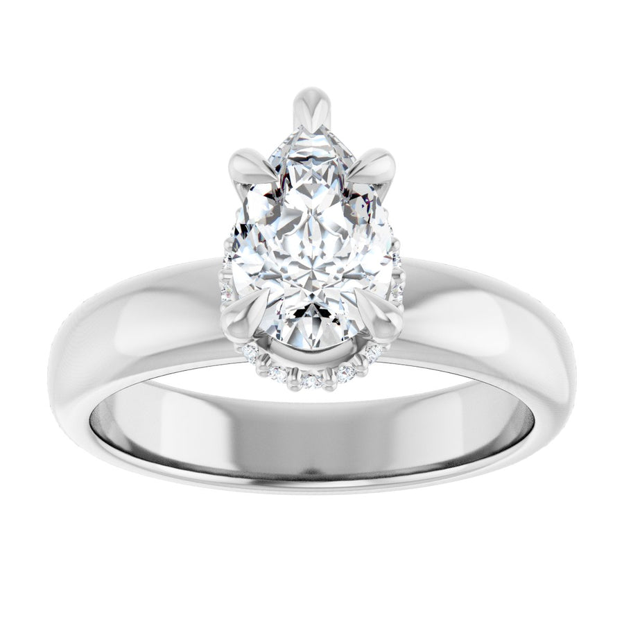 Pear Claw-Prong Hidden Halo-Style Engagement Ring Semi-Mount - gallery - Series 127042