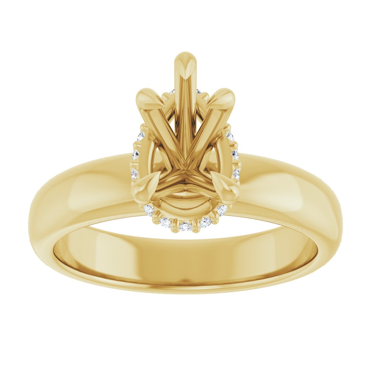 Pear Claw-Prong Hidden Halo-Style Engagement Ring Semi-Mount - gallery - Series 127042