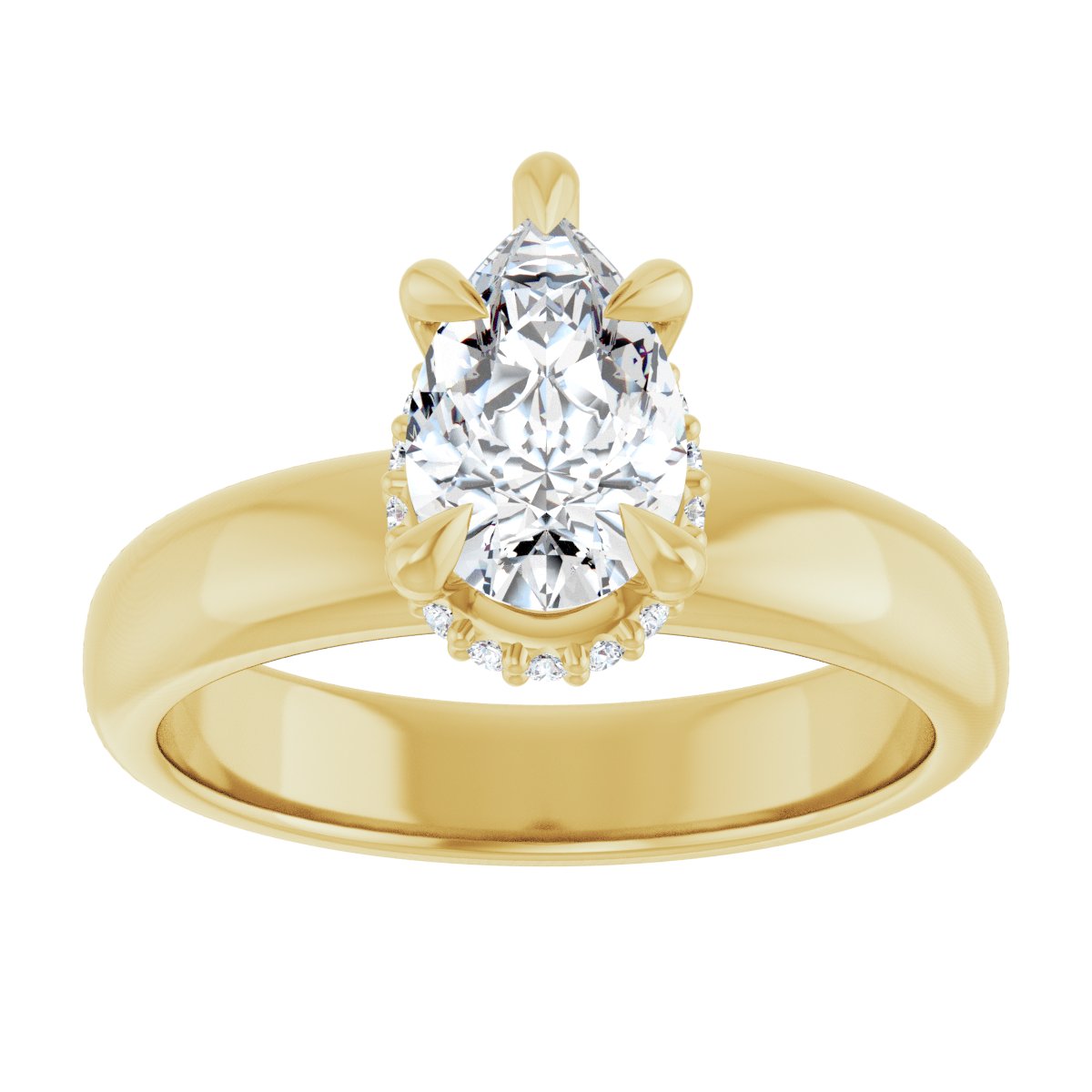 Pear Claw-Prong Hidden Halo-Style Engagement Ring Semi-Mount - gallery - Series 127042