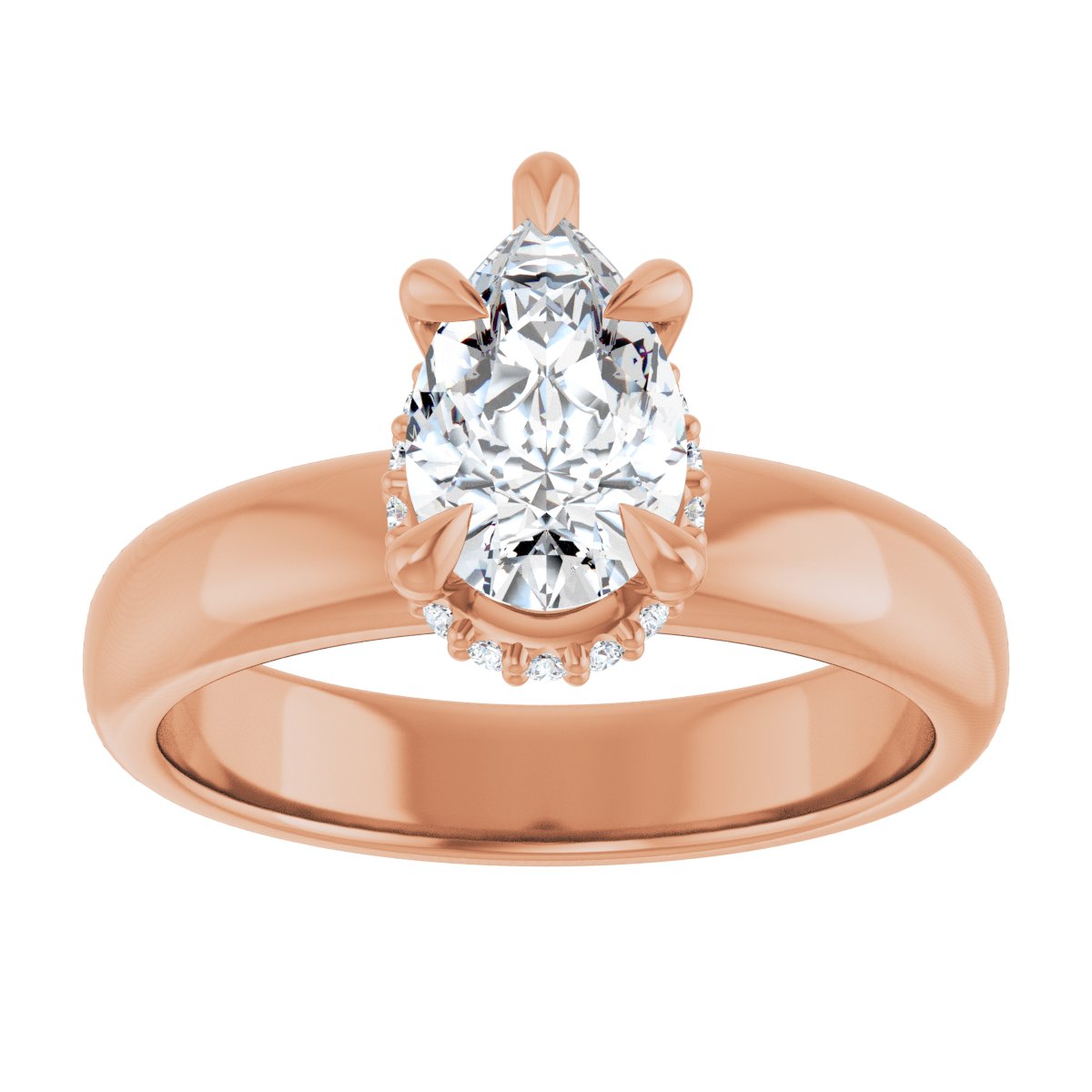 Pear Claw-Prong Hidden Halo-Style Engagement Ring Semi-Mount - gallery - Series 127042