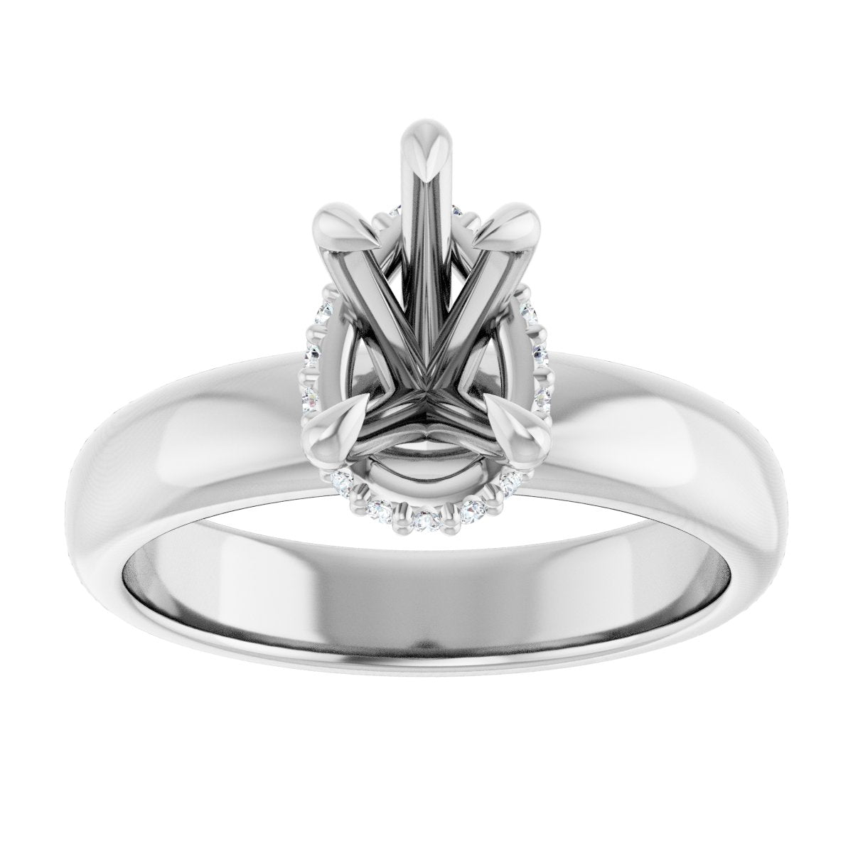 Pear Claw-Prong Hidden Halo-Style Engagement Ring Semi-Mount - gallery - Series 127042