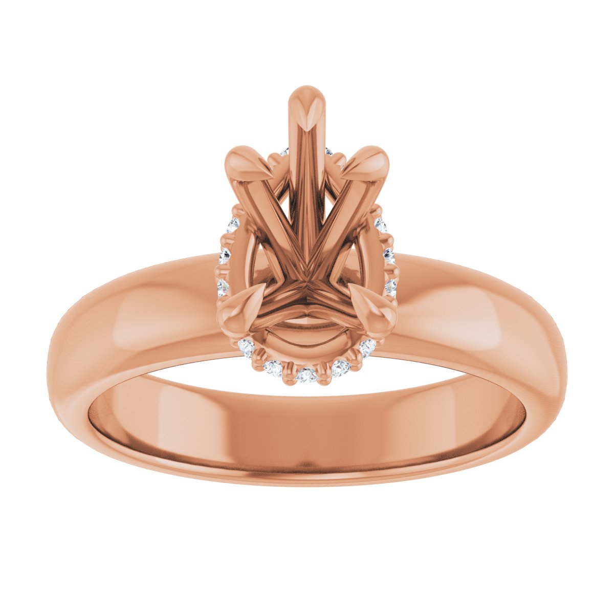 Pear Claw-Prong Hidden Halo-Style Engagement Ring Semi-Mount - gallery - Series 127042