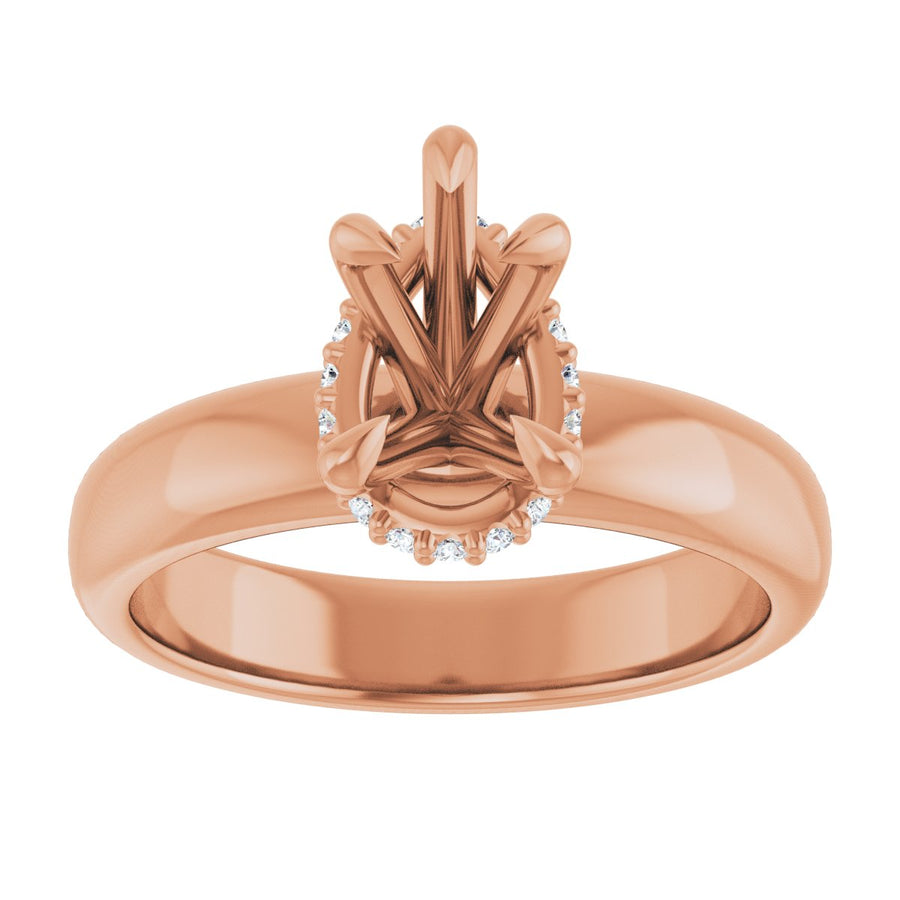Pear Claw-Prong Hidden Halo-Style Engagement Ring Semi-Mount - gallery - Series 127042