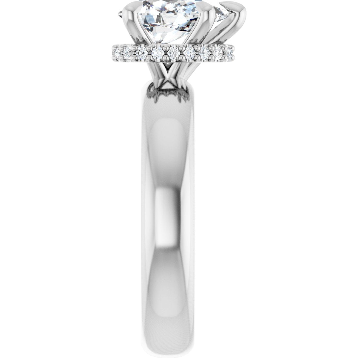 Pear Claw-Prong Hidden Halo-Style Engagement Ring Semi-Mount - gallery - Series 127042