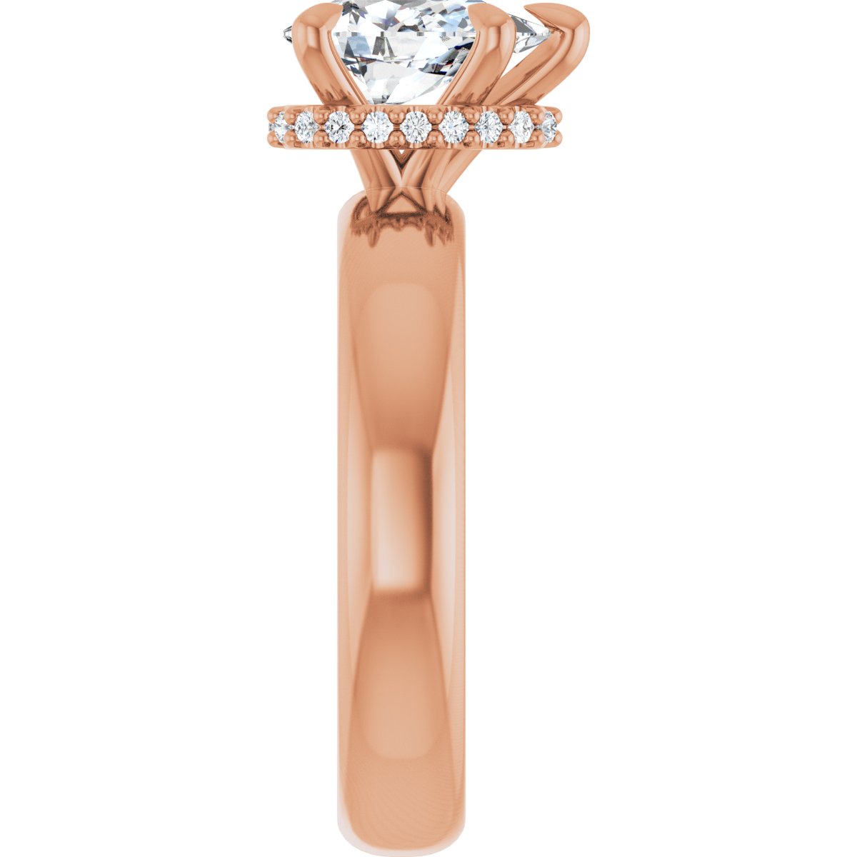 Pear Claw-Prong Hidden Halo-Style Engagement Ring Semi-Mount - gallery - Series 127042