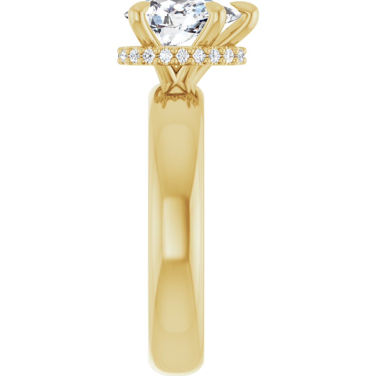 Pear Claw-Prong Hidden Halo-Style Engagement Ring Semi-Mount - gallery - Series 127042