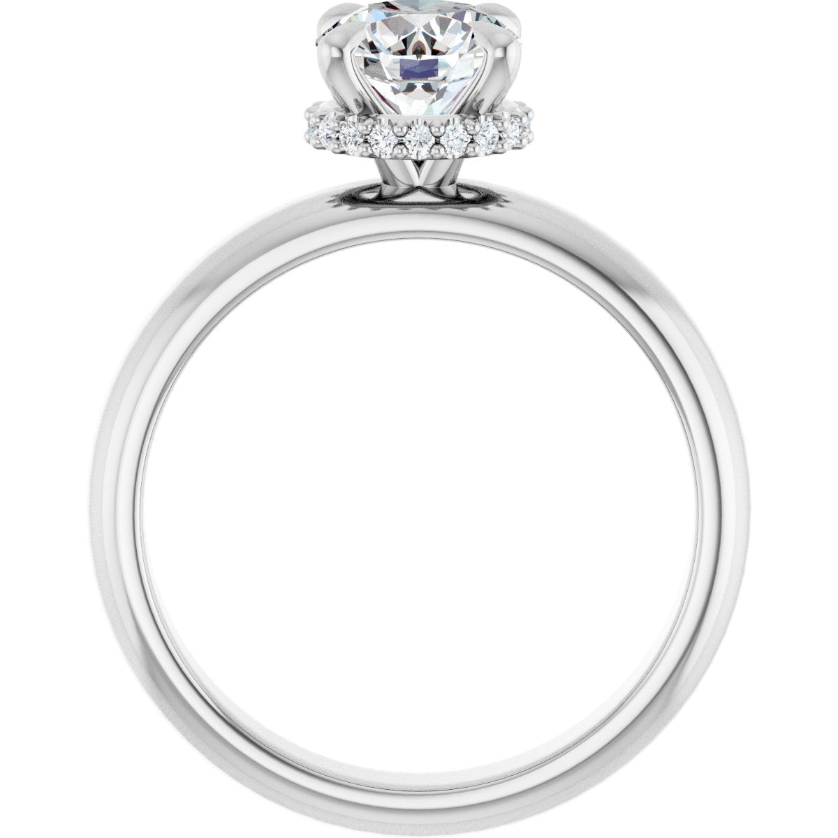 Round Claw-Prong Hidden Halo-Style Engagement Ring Semi-Mount - gallery - Series 127042