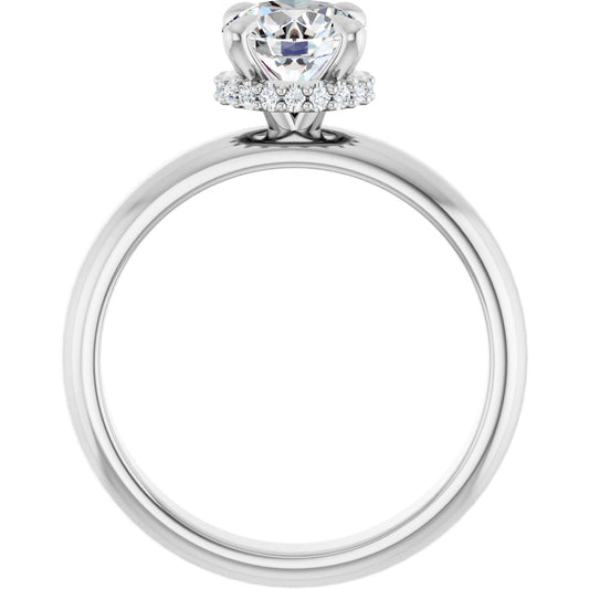 Round Claw-Prong Hidden Halo-Style Engagement Ring Semi-Mount - gallery - Series 127042