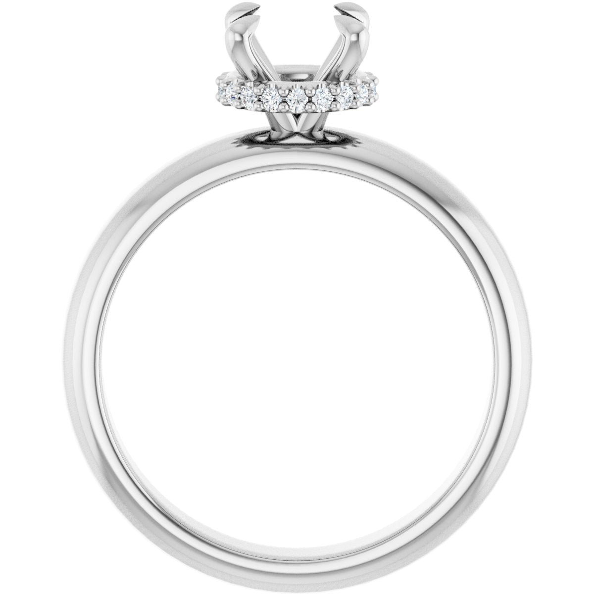 Round Claw-Prong Hidden Halo-Style Engagement Ring Semi-Mount - gallery - Series 127042