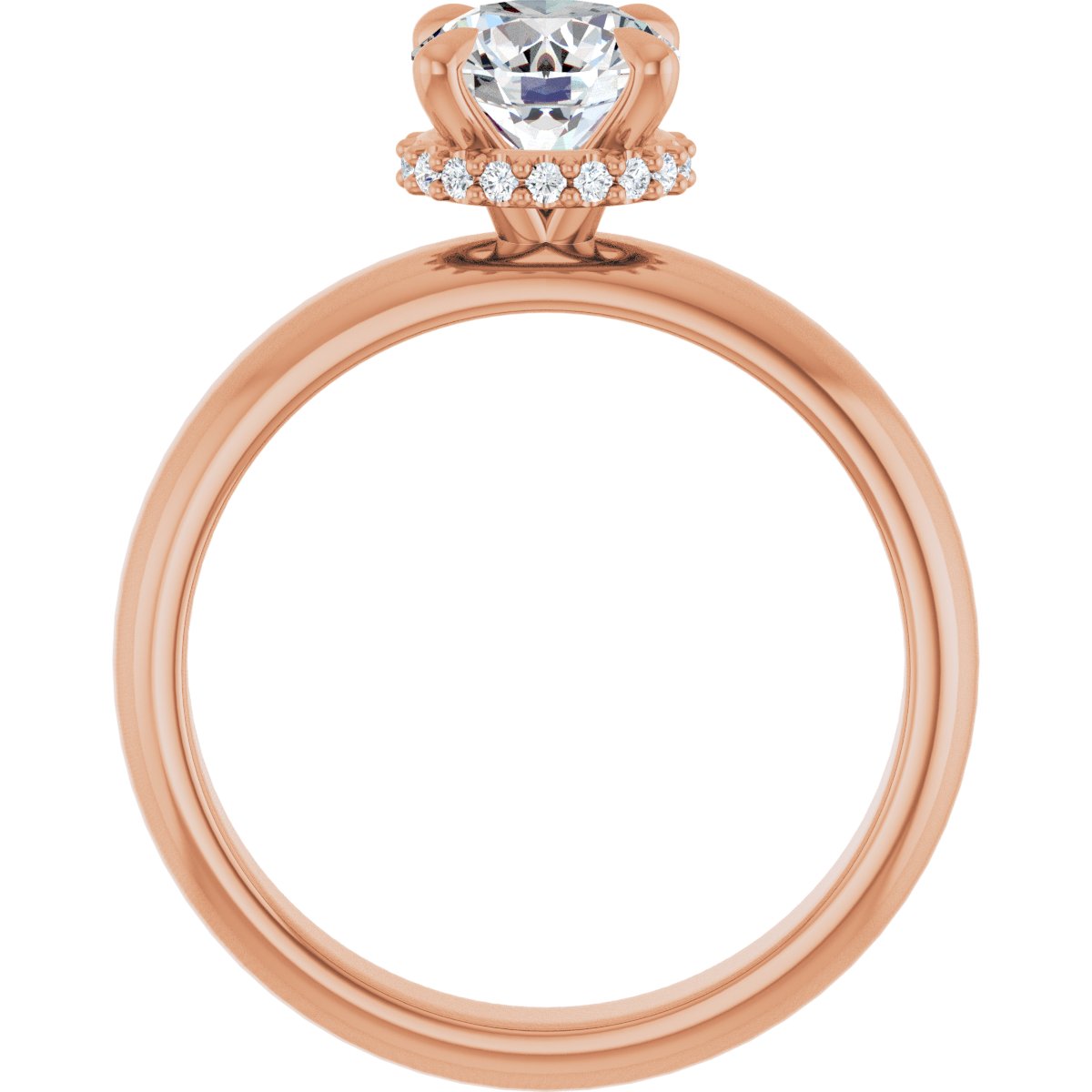 Round Claw-Prong Hidden Halo-Style Engagement Ring Semi-Mount - gallery - Series 127042