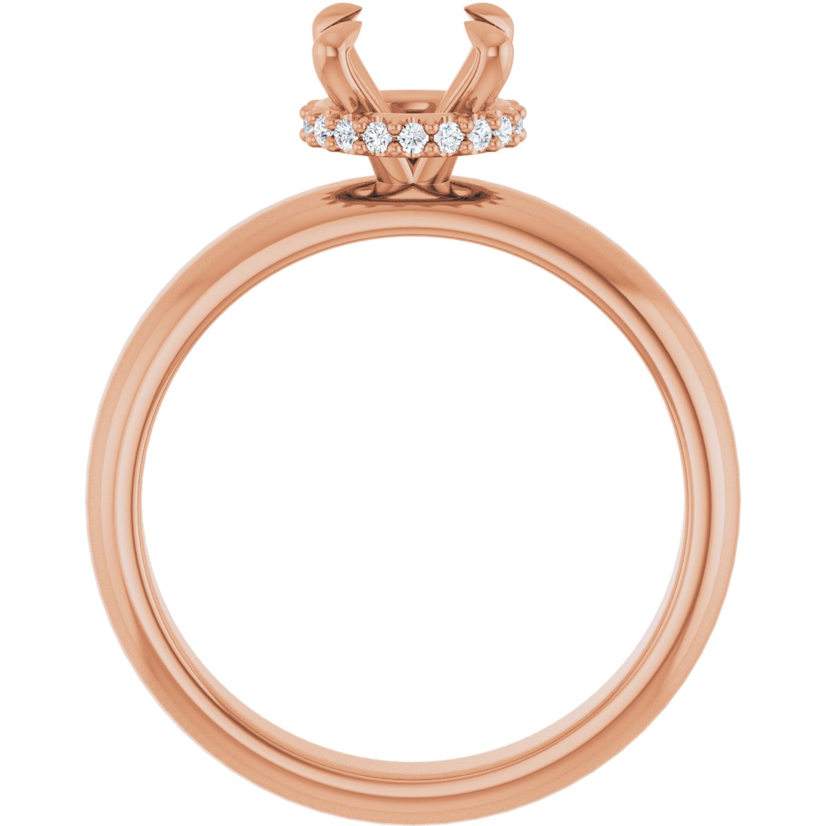 Round Claw-Prong Hidden Halo-Style Engagement Ring Semi-Mount - gallery - Series 127042