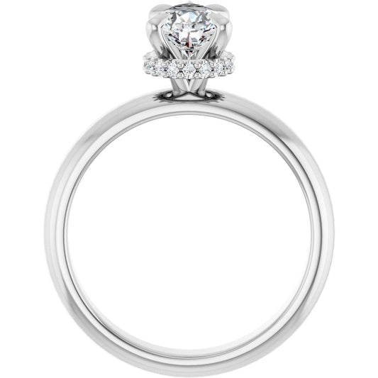 Pear Claw-Prong Hidden Halo-Style Engagement Ring Semi-Mount - gallery - Series 127042