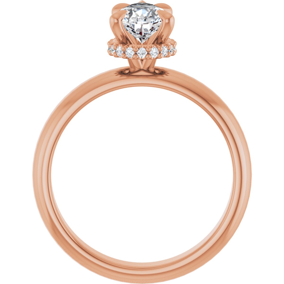 Pear Claw-Prong Hidden Halo-Style Engagement Ring Semi-Mount - gallery - Series 127042