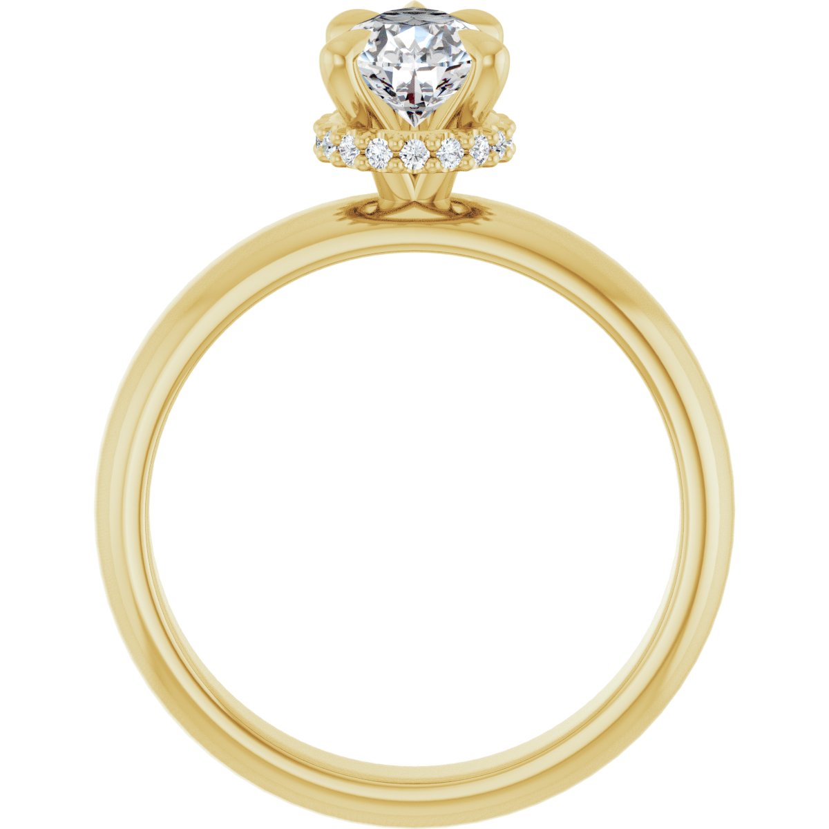 Pear Claw-Prong Hidden Halo-Style Engagement Ring Semi-Mount - gallery - Series 127042