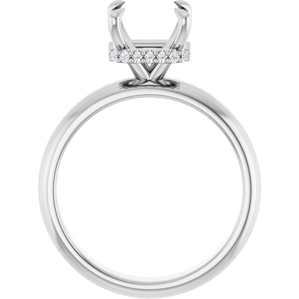 Asscher Claw-Prong Hidden Halo-Style Engagement Ring Semi-Mount - gallery - Series 127042