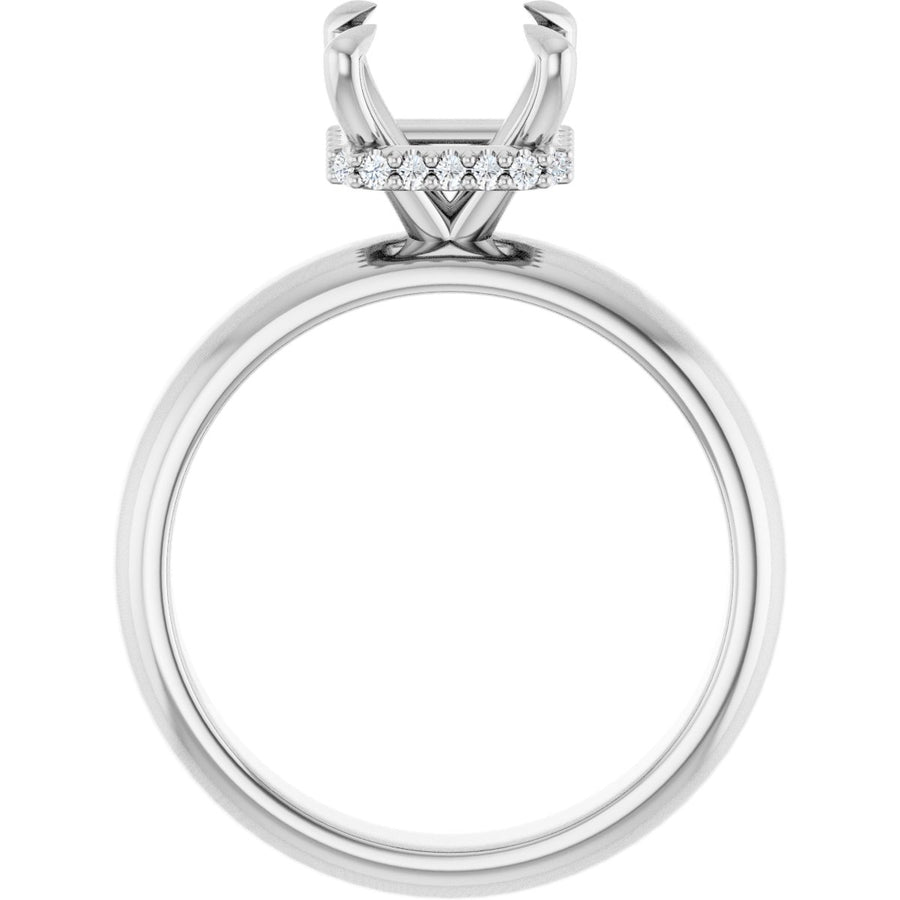 Asscher Claw-Prong Hidden Halo-Style Engagement Ring Semi-Mount - gallery - Series 127042