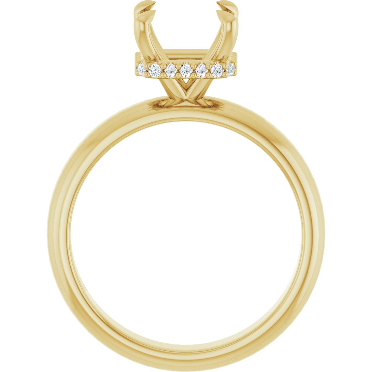 Asscher Claw-Prong Hidden Halo-Style Engagement Ring Semi-Mount - gallery - Series 127042