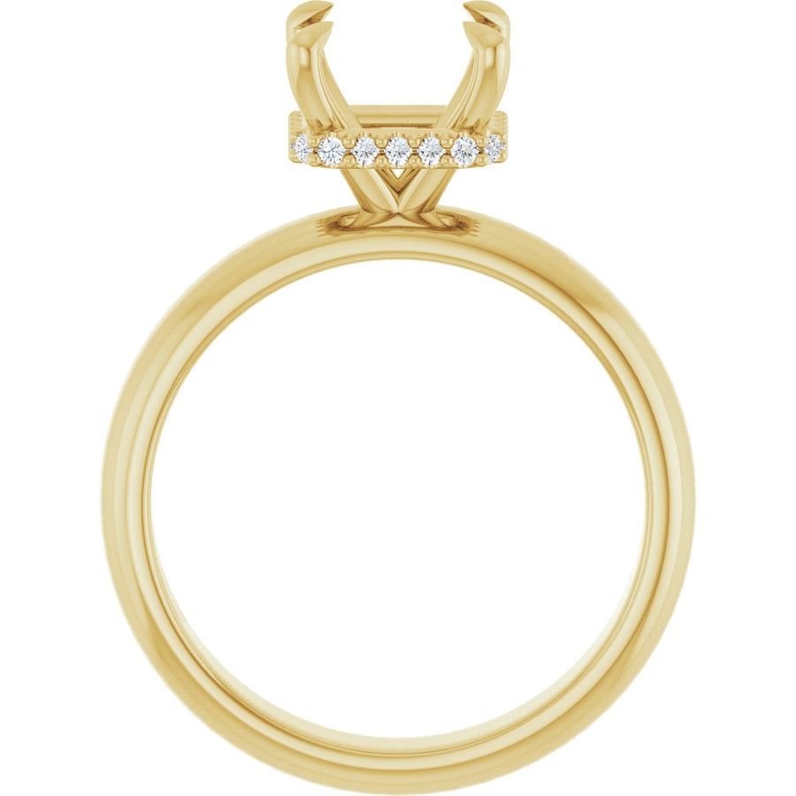 Asscher Claw-Prong Hidden Halo-Style Engagement Ring Semi-Mount - gallery - Series 127042