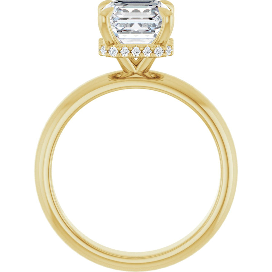 Asscher Claw-Prong Hidden Halo-Style Engagement Ring Semi-Mount - gallery - Series 127042