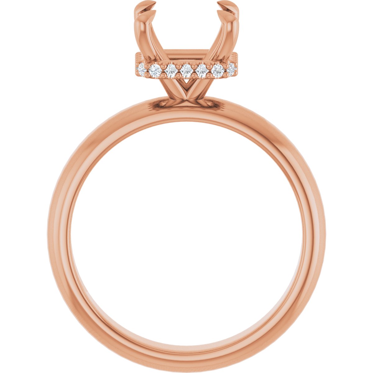 Asscher Claw-Prong Hidden Halo-Style Engagement Ring Semi-Mount - gallery - Series 127042