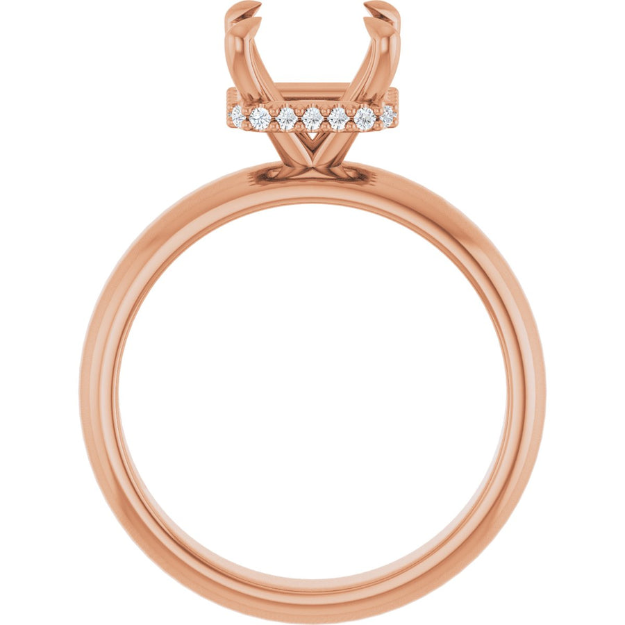Asscher Claw-Prong Hidden Halo-Style Engagement Ring Semi-Mount - gallery - Series 127042