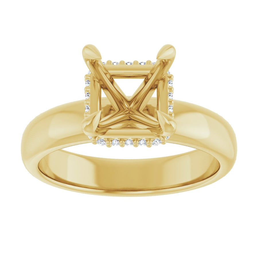 Asscher Claw-Prong Hidden Halo-Style Engagement Ring Semi-Mount - gallery - Series 127042
