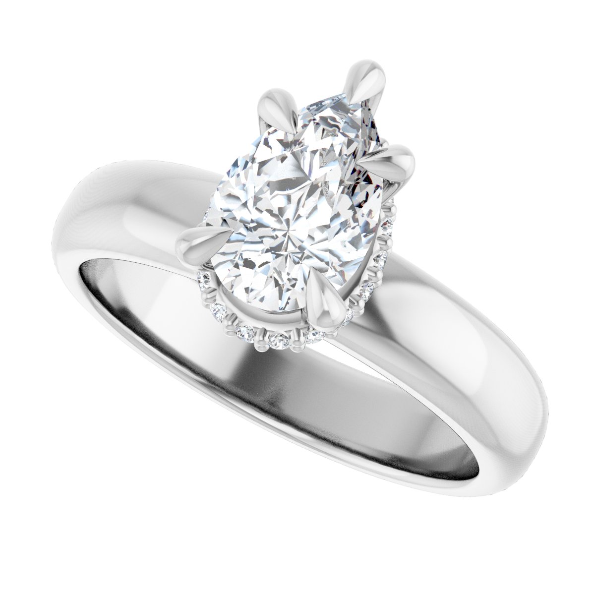 Pear Claw-Prong Hidden Halo-Style Engagement Ring Semi-Mount - gallery - Series 127042