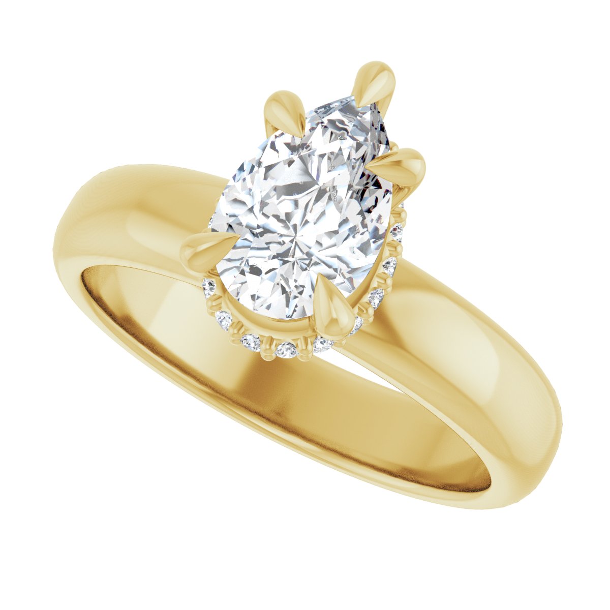 Pear Claw-Prong Hidden Halo-Style Engagement Ring Semi-Mount - gallery - Series 127042