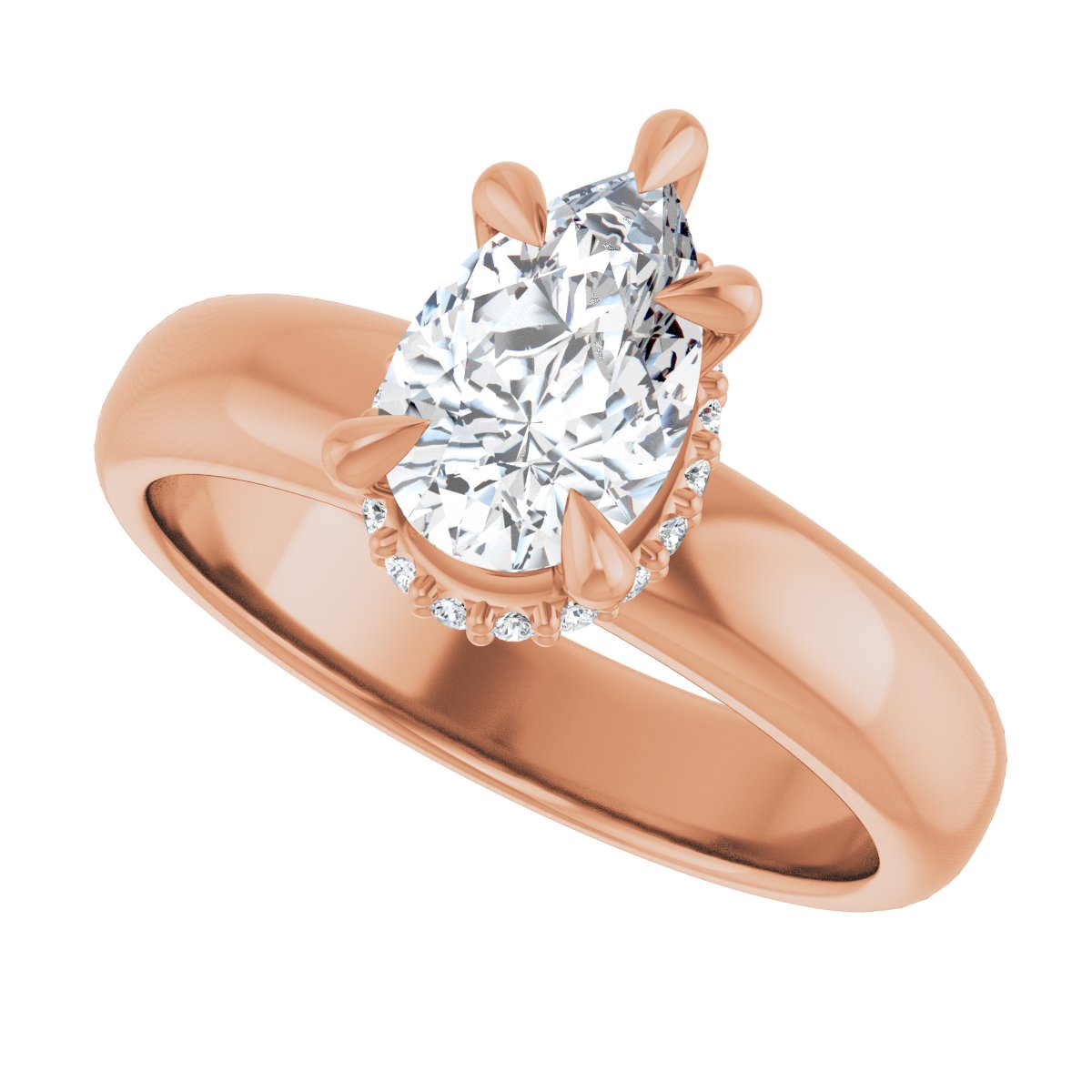 Pear Claw-Prong Hidden Halo-Style Engagement Ring Semi-Mount - gallery - Series 127042
