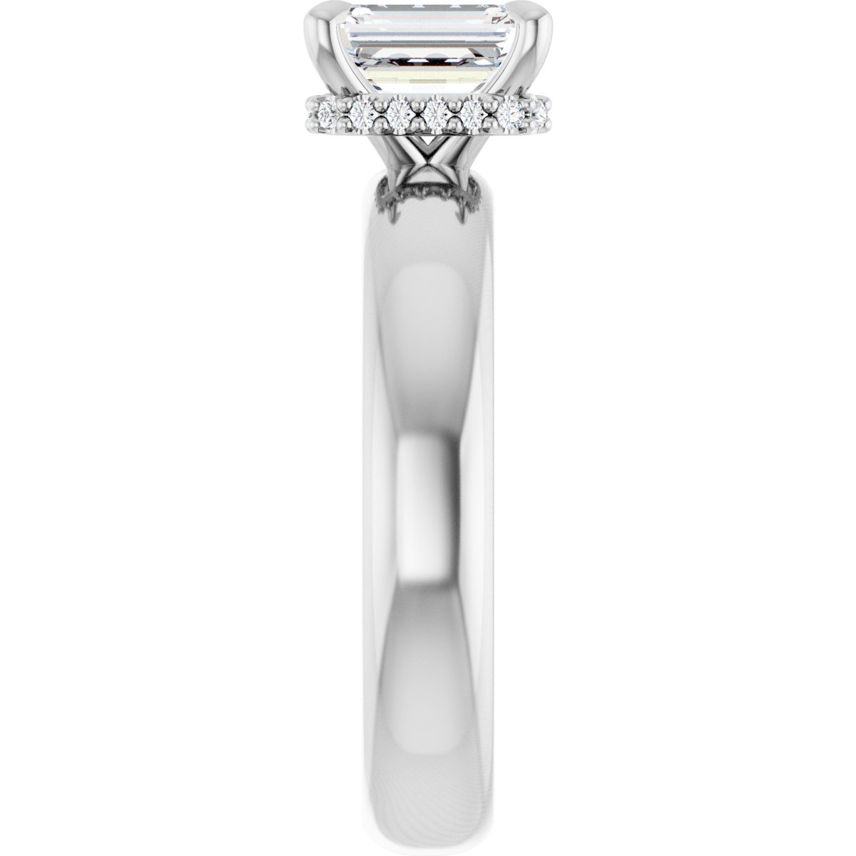 Emerald Claw-Prong Hidden Halo-Style Engagement Ring Semi-Mount - gallery - Series 127042