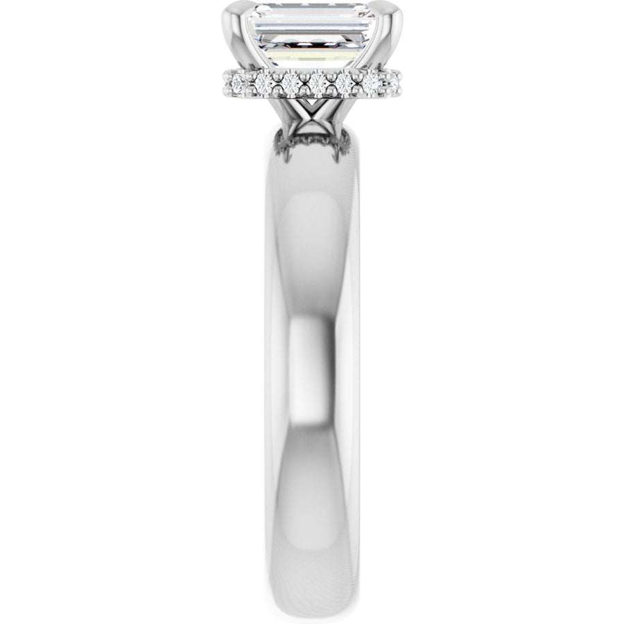 Emerald Claw-Prong Hidden Halo-Style Engagement Ring Semi-Mount - gallery - Series 127042