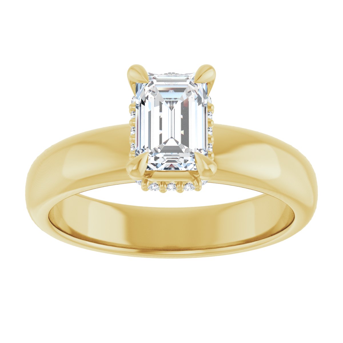 Emerald Claw-Prong Hidden Halo-Style Engagement Ring Semi-Mount - gallery - Series 127042