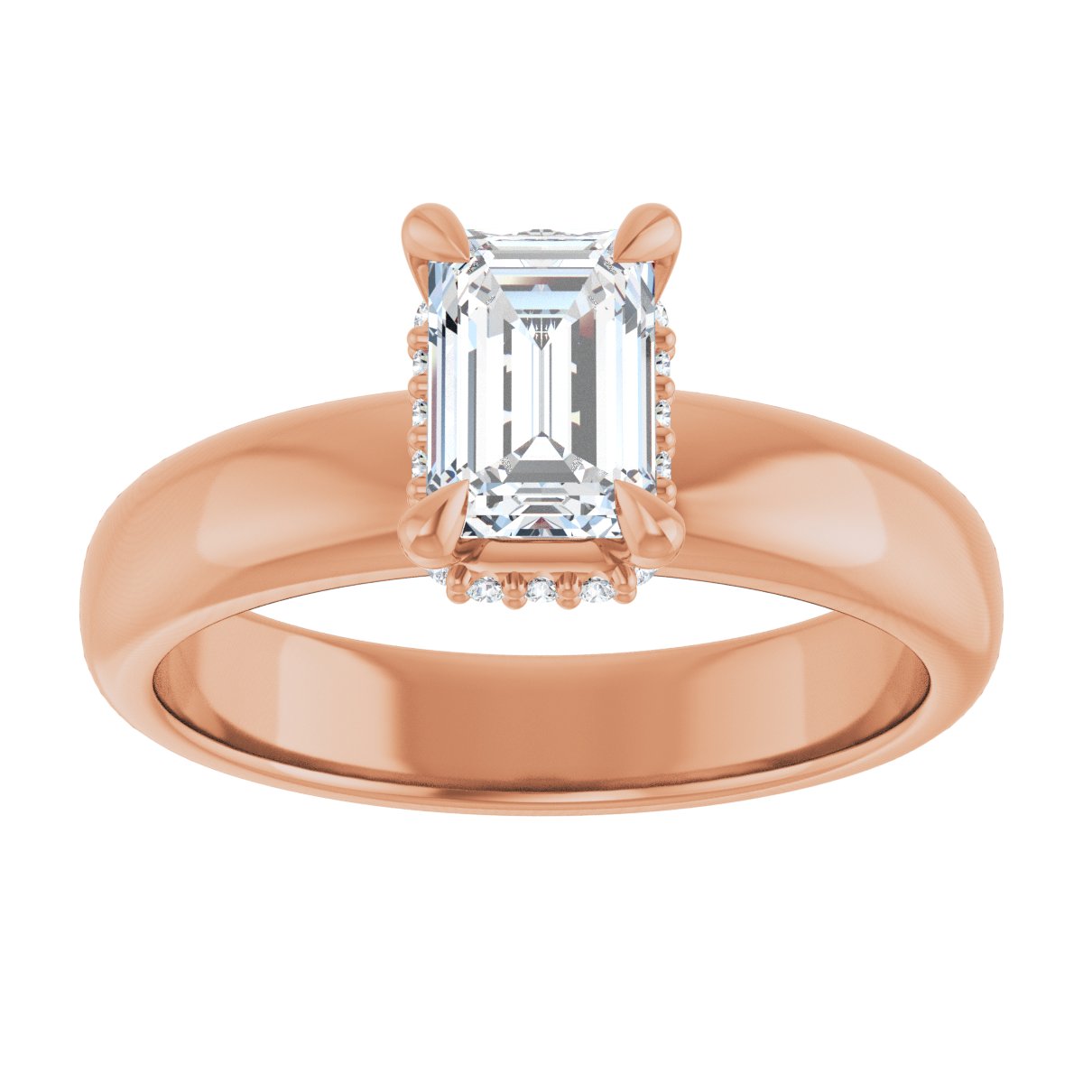 Emerald Claw-Prong Hidden Halo-Style Engagement Ring Semi-Mount - gallery - Series 127042